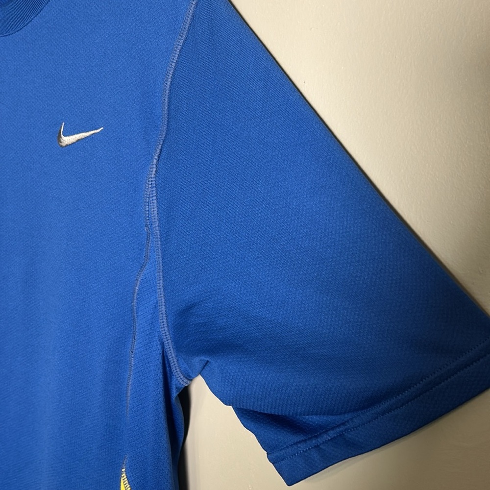 Nike Fit Dry Blue and Yellow Performance Quick Dry Short Sleeve Shirt Sz Large - Picture 6 of 13